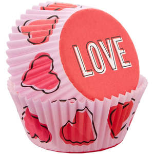 Valentines Cupcake Papers: Love Hearts standard cupcake papers 75 pack