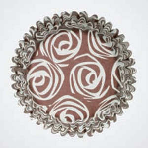 Valentines Cupcake Papers: Stylised Rose Chocolate brown standard cupcake papers