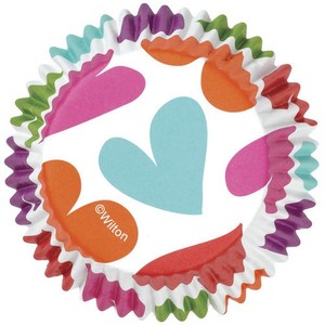 Valentines Cupcake Papers: Colourcups foil (no grease cupcake papers) Rainbow Hearts