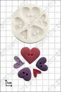 Valentines Silicone Icing Moulds: Heart Buttons silicone mould
