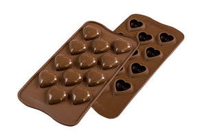 Valentines Silicone Icing Moulds: My Love hearts chocolate silicone mould by silikomart