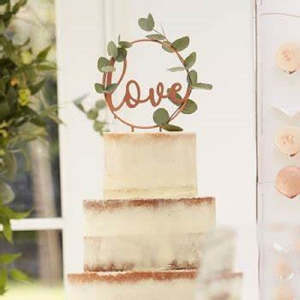 Valetines Themed Toppers: LOVE Botanical wedding cake topper add your own foliage