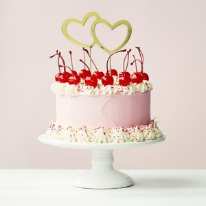 Valetines Themed Toppers: Gold Metal Cake Topper DOUBLE HEART
