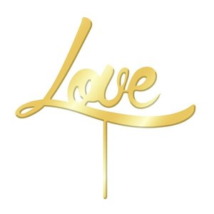 Valetines Themed Toppers: Gold Mirror Acrylic cake topper pick Love