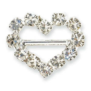 Valetines Themed Toppers: Small Diamante Heart Buckle Sold singly