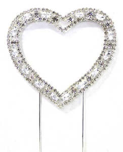 Open heart medium diamante cake topper pick