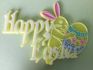 Easter Themed Toppers: Happy Easter Bunny plaque cake topper (can be used as pick)