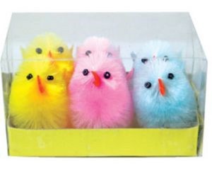 Easter Themed Toppers: Fluffy chicks for Easter 3.5cm 6pk coloured
