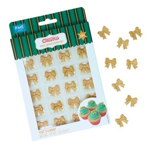 Christmas Memory Makers: Christmas sugar icing decorations 24 pack That's a wrap Gold bows