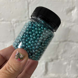 Blue Sprinkles: 4mm metallic Peacock blue cachous jar by Kiwicakes 100ml jar