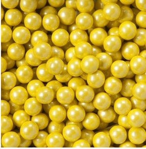 Yellow Sprinkles: 10mm Pearl Golden Yellow sixlets (cachous or sugar pearls) 100g