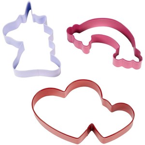 Unicorns Rainbow Cookie Cutters: Magical cookie cutter set 3 unicorn double hearts and rainbow