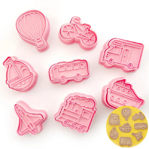 Big Cookie Cutter Sets: Transport vehicles cookie cutters with matching stamp embosser set of 8