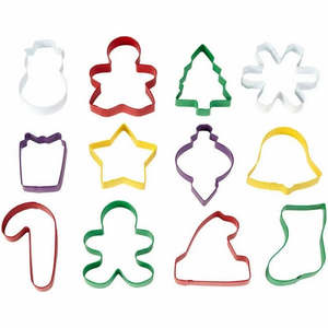 Big Cookie Cutter Sets: Set 12 coloured metal Christmas cookie cutters