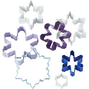 Big Cookie Cutter Sets: Snowflake 7 piece cookie cutter set coloured metal