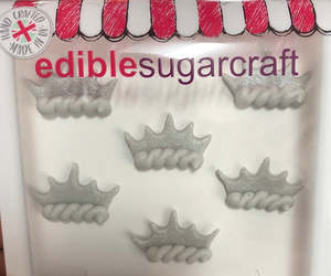 Edibles Sprinkles Candy: 50% OFF SPECIAL BB 12/2024 Silver glitter edible tiara icing decorations