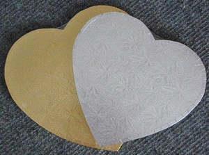 Cake board heart GOLD 7 inch