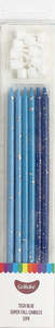 Long Candles: Super Tall Ombre Tech Blue long candles 18cm (12PK)
