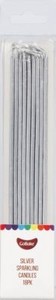 Sparkling SILVER long thin candles 17cm (18PK)