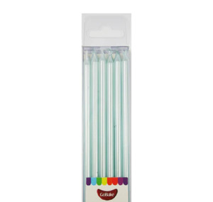 Long Candles: 12cm tall candles PEARL Blue (12)