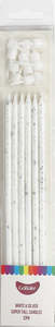 Long Candles: Super Tall White with silver splatter long candles 18cm (12PK)
