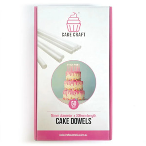 PLASTIC CAKE DOWELS 16mm X 30cm pack of 50