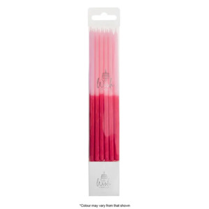 Tall 14.5cm candles Pink & Red Block colour Pack of 12