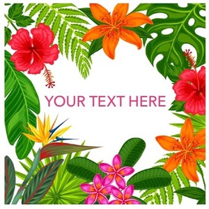 Floral Fruits Edible Printing: Custom edible icing image Tropical flowers 19cm Square