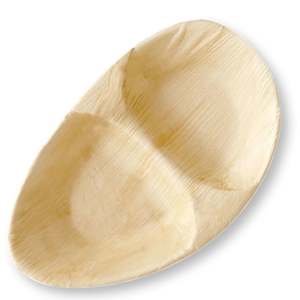 Palm Leaf Oval Double Dish (25 PACK)