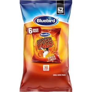Chips N Dip: Bluebird Burger Rings 108g Multipack 6pk