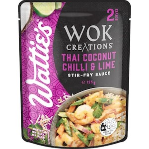 Watties Wok Creations Stir-fry Sauce Thai Coconut Chilli & Lime 125g