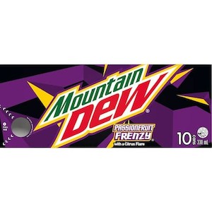 Drinks: Mountain Dew Passionfruit Frenzy 330ml 10pack