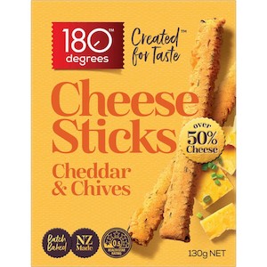 Biscuits: 180 Degrees Cheese Sticks Cheddar & Chives 130g