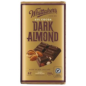 Chocolate: Whittakers Chocolate Block 62% Dark Almond 250g