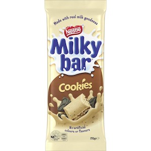 Chocolate: Nestle Milkybar Cookies Chocolate Block 170g
