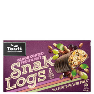 Tasti Snak Log Carob Fruit & Nut 240g 6pk