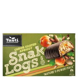 Tasti Snak Log Carob Apricot 240g 6pk