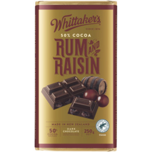 Whittakers Chocolate Block Rum & Raisin 250g