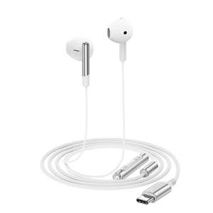 Our Best Sellers: Universal Digital USB-C Wired Earphones with Microphone, Nylon Braided Wire (L3) White
