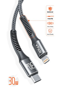 Our Best Sellers: Super Fast Charging Cable with Reinforced Long Grip (X22) - 30W Lightning to Type C (2 Meter)