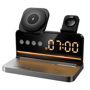 Mobile Accessories: 15W 4-in-1 Magnetic Wireless Fast Charger, with Alarm Clock, Ambient Lighting, Compact Foldable Design (DWQ03)