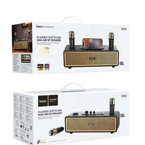 Classic Stylish Bluetooth Speaker w/ 2 Wireless Microphone, Phone Holder (BS63)