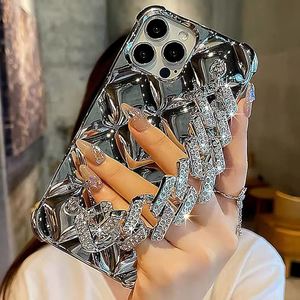 Mobile Cases Screen Protectors: iPhone 14 Pro Max Glitter Diamond Case with Wrist Strap Loop, Girly Cute Bling Sparkle Shiny Rhinestones Shockproof Soft Bumper Protective Women Case