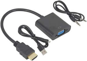 Frontpage: HDMI (Male) to VGA (Female) Converter Adapter with 3.5mm Audio Port