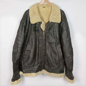 One Off Collectables: Type B-3 Leather Shearling Bomber Jacket 2XL