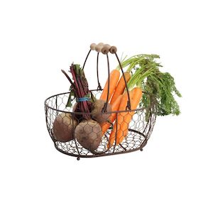 Kitchen Storage Baskets: T&G Provence Rustic Oval Wire Basket