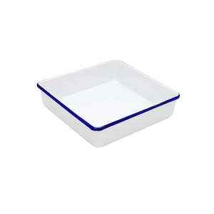 Falcon Enamel Brownie Dish - White with Blue Rim