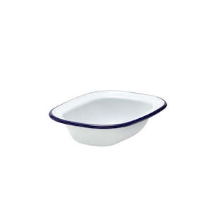 Baking Oven Dishes: Falcon Enamel Pie Dishes - White with Blue Rim (5 sizes available)