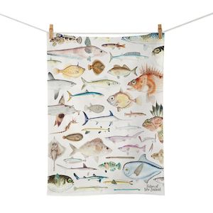Kitchen Textiles: 100%NZ Tea Towel - Fishes of New Zealand