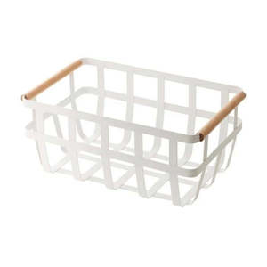Kate's White Metal Basket with Wooden Handles